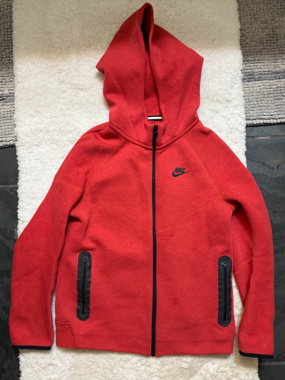 Nike Red Hooded Zip Sweatshirt